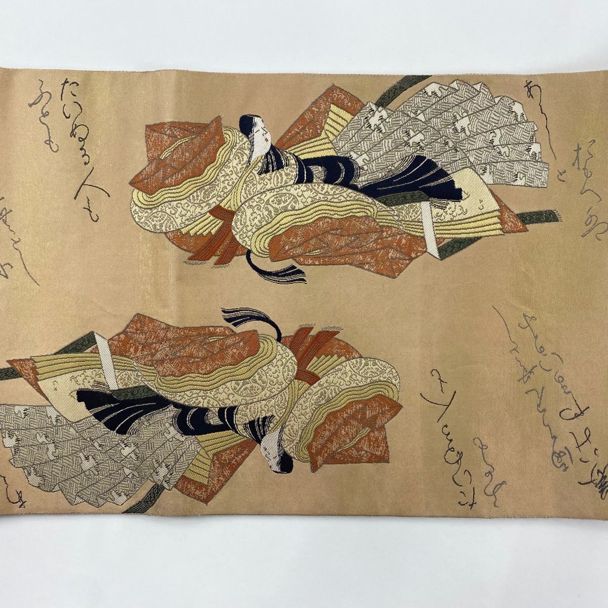 西陣　服部織物　きりばめ　金糸　吉祥模様　刺繍　袋帯　ブルーベース 西陣 服部織物 きりばめ 金糸 吉祥模様 刺繍 袋帯 ブルーベース