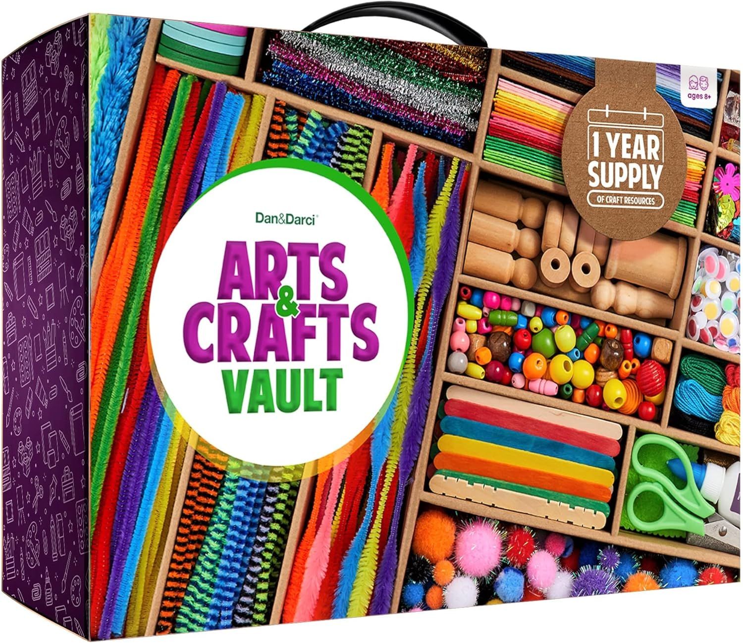 Danu0026Darci Art and Crafts Vault - クラフト用品キット 箱入り 子供用 4 5 6 7 8 9 10 11 u0026 12歳 女の子 u0026 男の子 - クラフトセットキット - 子供のアートアクティビティギフトのギフトアイデア
