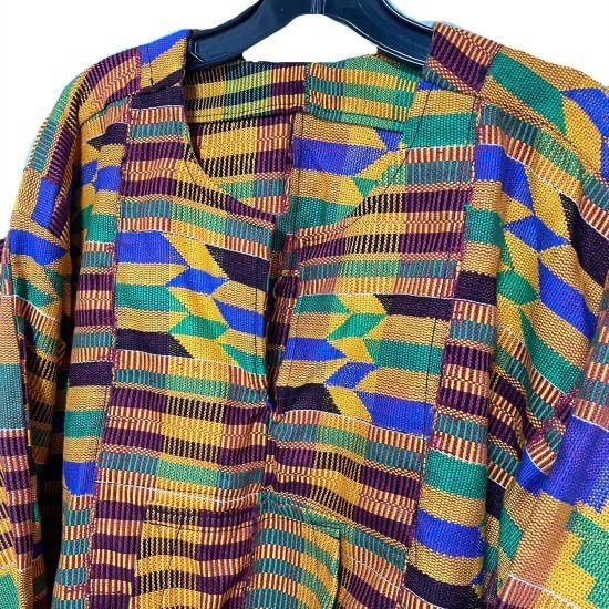 ユニセックス　レア商品　ケンテ　アフリカ　ガーナ　手織り　パーカー
