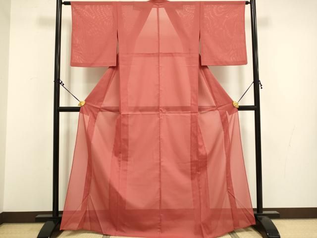 平和屋着物＊夏物 色無地 絽 紅海老茶色 洗える着物 DAAU3539du