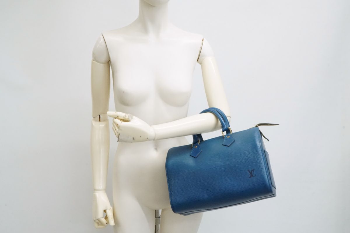 ルイ ヴィトン エピ スピーディ25 ミニボストン ハンドバッグ トート M43015 LV レザー 青 トレドブルー Louis Vuitton 3704h