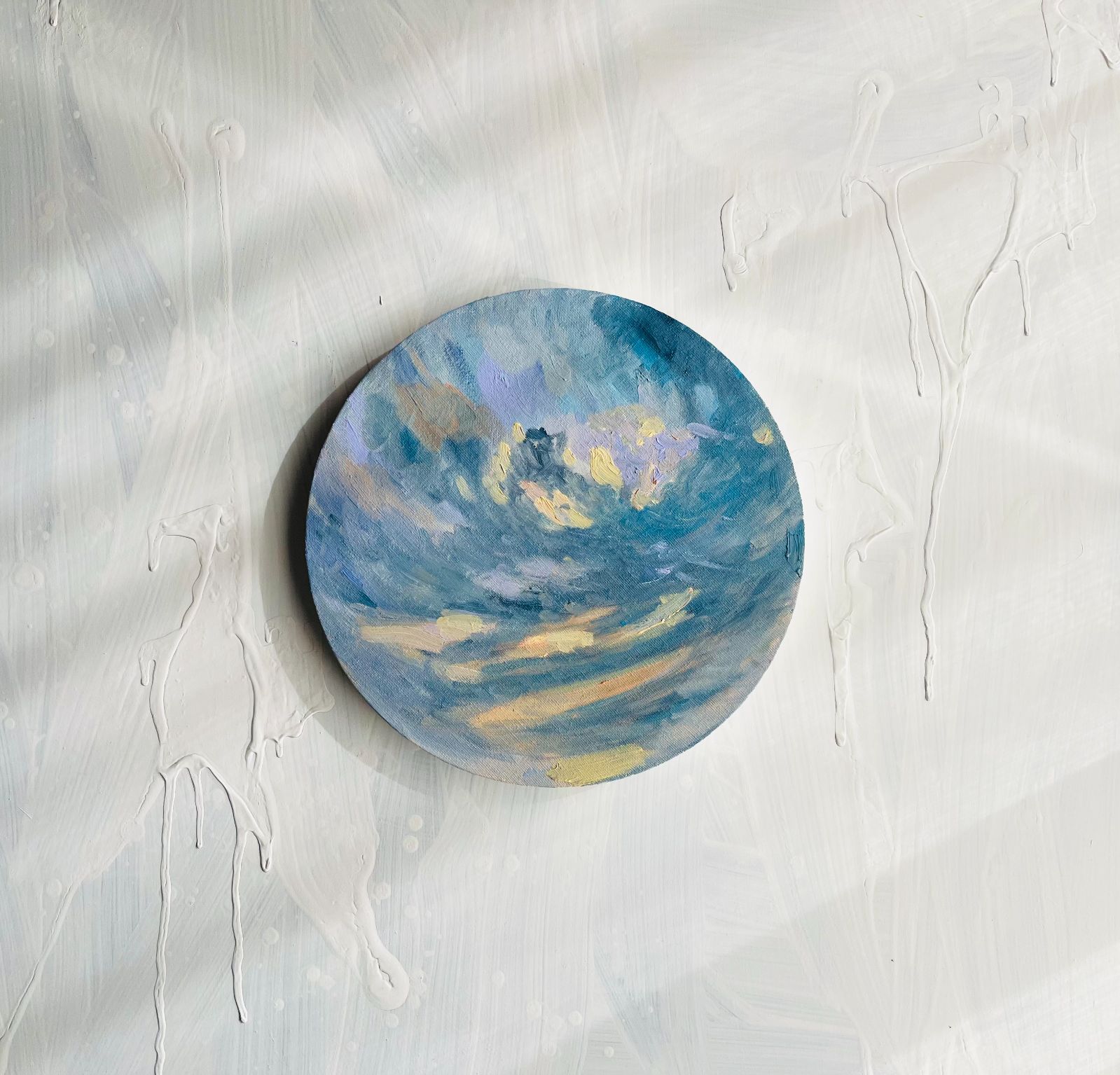 直径25㎝「夕空」油彩・絵画・原画・丸形 直径25㎝「夕空」油彩・絵画・原画・丸形