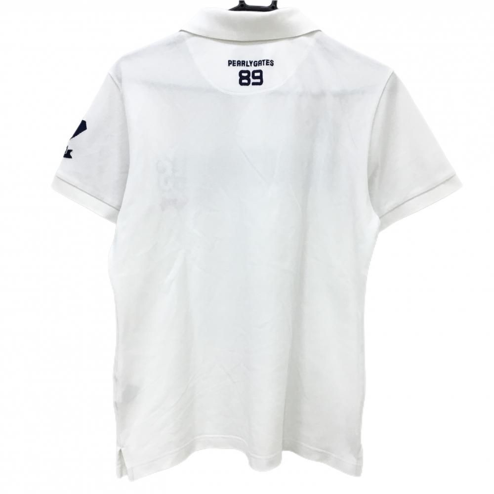 パーリーゲイツ 半袖ポロシャツ 白×ネイビー ロゴメッシュワッペン