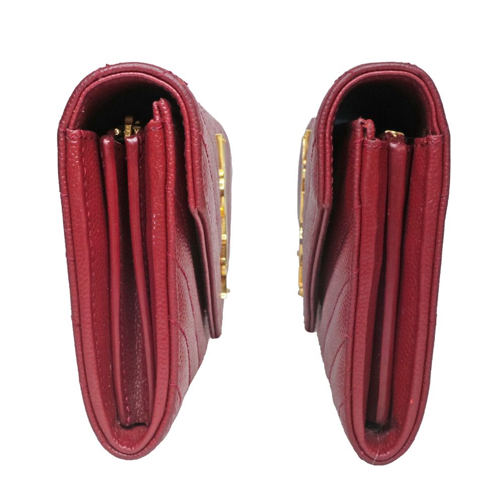 名東】【SAINT LAURENT】サンローラン 二つ折り長財布 ワイン