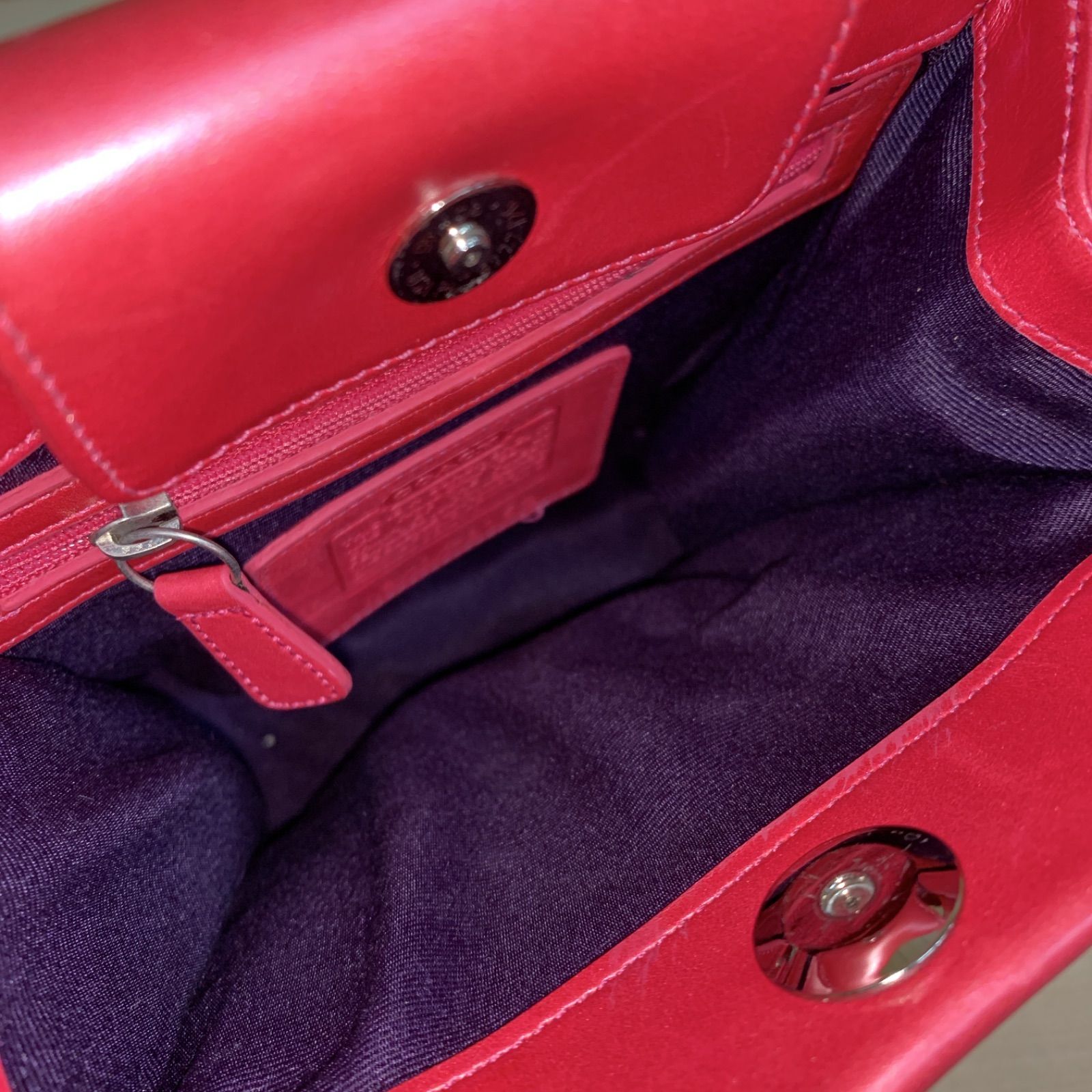 85 COACH コーチ レザー ミニハンドバッグ シャイニーピンク K0K-8152 