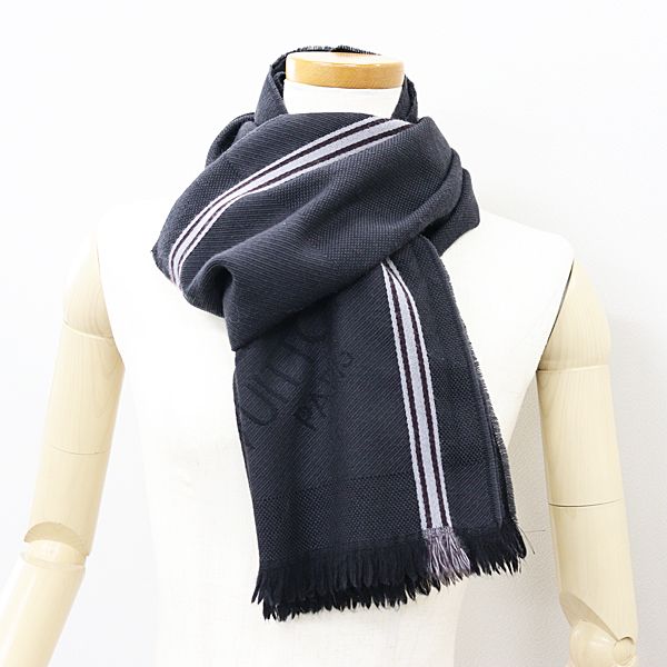 ルイヴィトン エシャルプ・メサジェ ロゴライン ウール マフラー