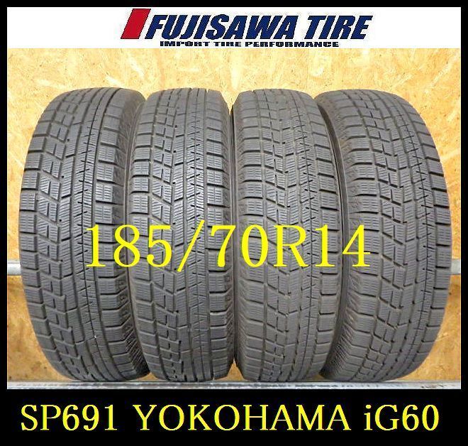 SP691 F●送料無料●2025年製造 約8部山●YOKOHAMA iceGUARD IG60●185|70R14●4本