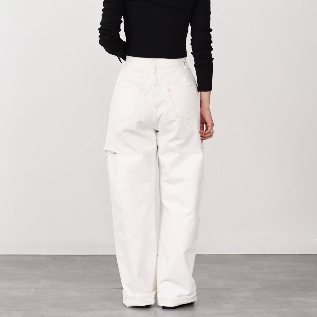 Maison Margiela　スラッシュディテールデニムパンツ　36　ホワイト Maison Margielaデニムジーンズ スラッシュディテール ホワイト36