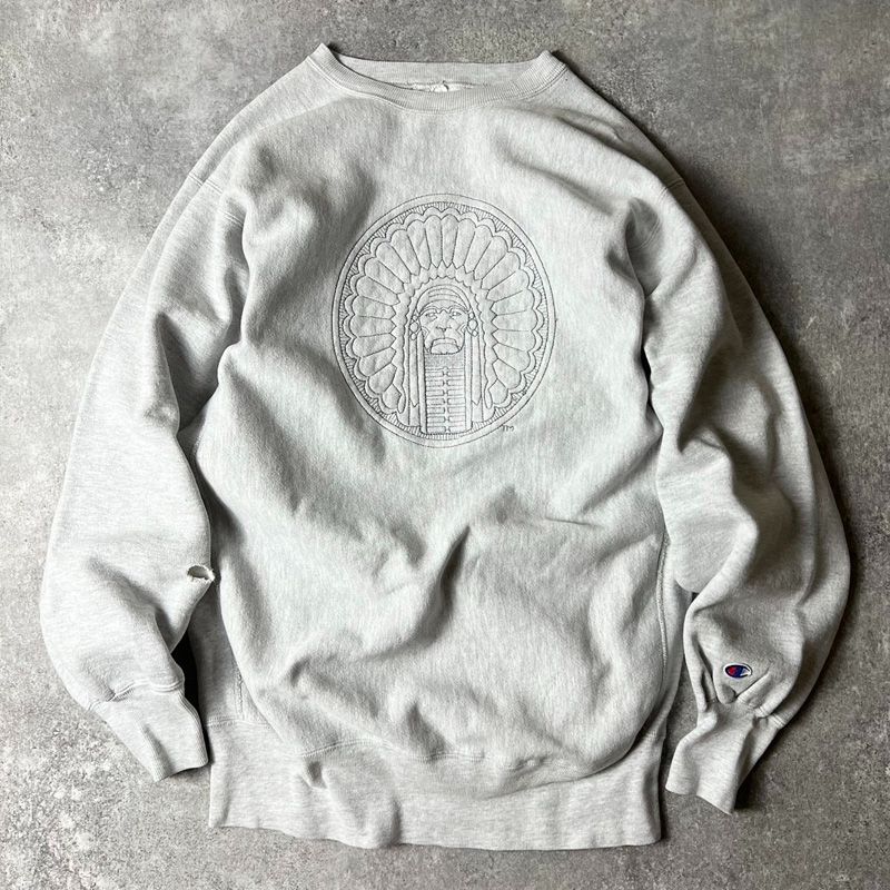 90s USA製 Champion イリノイ イリニウェク 酋長 リバースウィーブ 