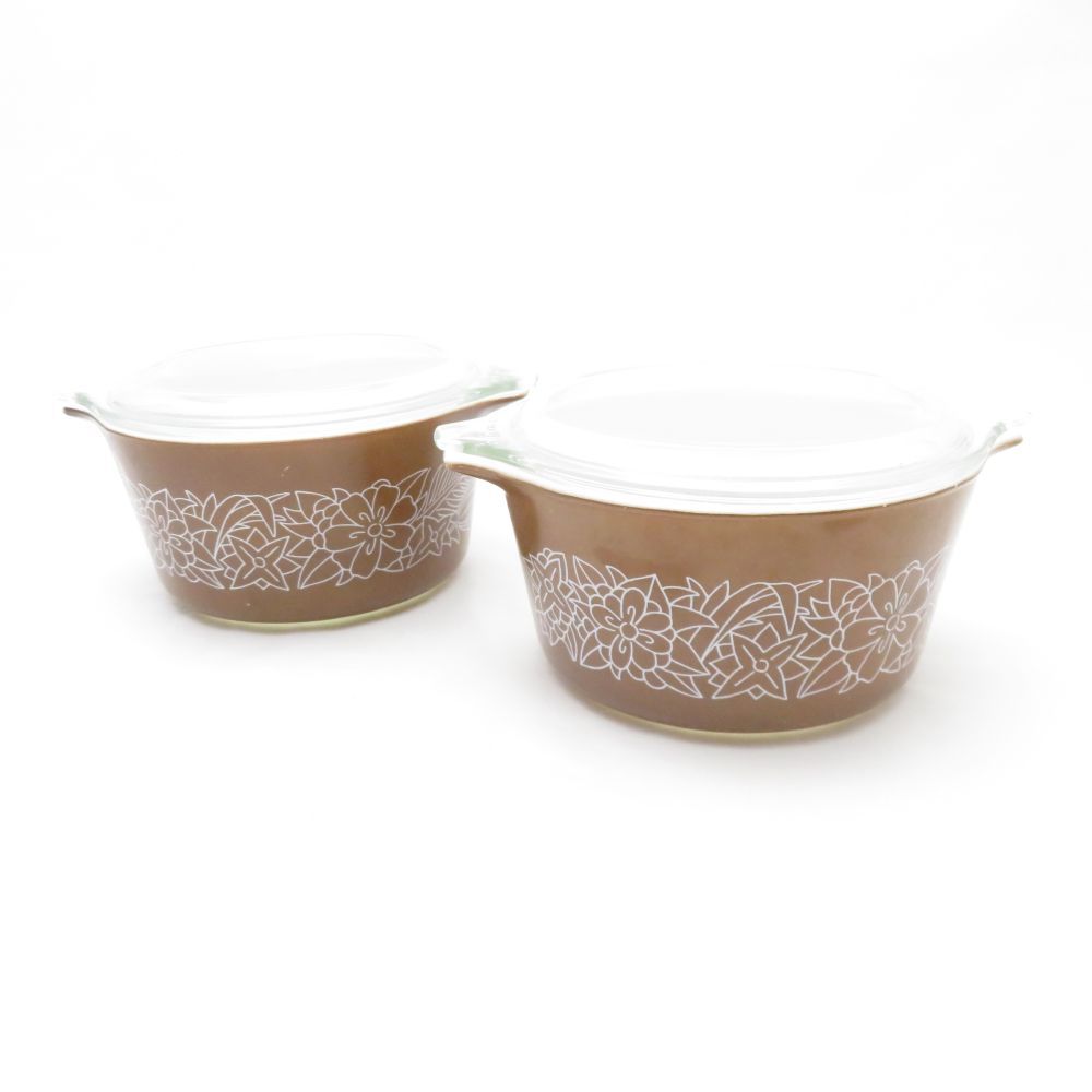 【1970s USA vintage】PYREX キャセロール ウッドランド L Vintage Pyrex 1970s Woodland Mixing Bowls Set – Little Hippie