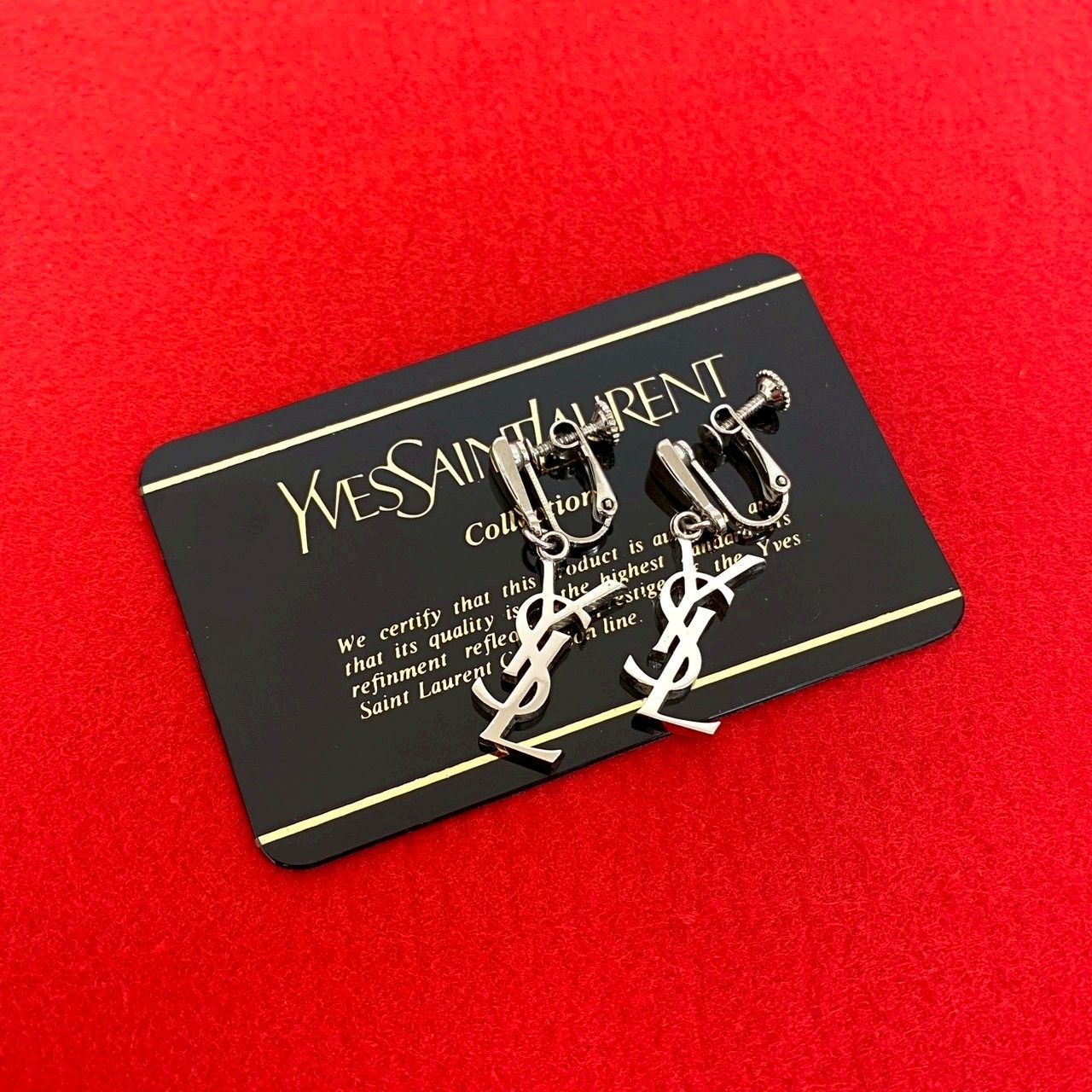 YVES SAINT LAURENT イヴサンローラン ヴィンテージ YSL ロゴ イヤリング イヤーカフ アクセサリー シルバー 14541