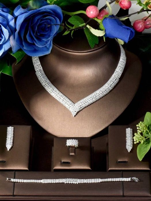 ジュエリー レディース セット 1セット ファッションジュエリーセット キュービックジルコニア ハート 幾何学模様 装飾 女性のパーティー装飾に適しています