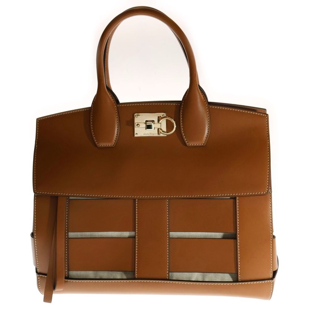 ノ*ブ様 フェラガモ ガンチーニ レザー 2wayショルダーバッグ ハンドバッグ FERRAGAMO (フェラガモ) ガンチーニ スタジオ レザー 2WAY