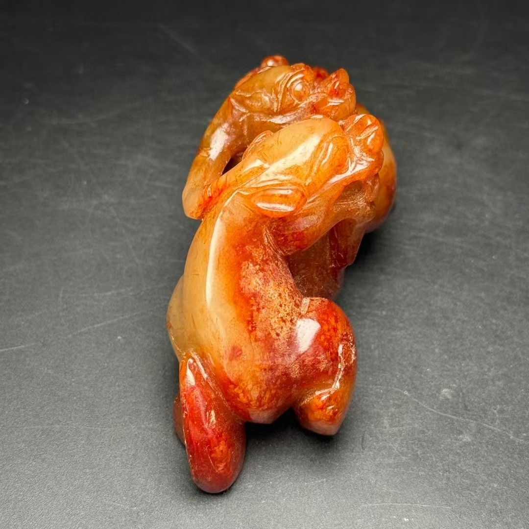 中国古美術.旧蔵品.古和田玉獸.純手工細密彫 . 裝身具.置物.賞物.中国