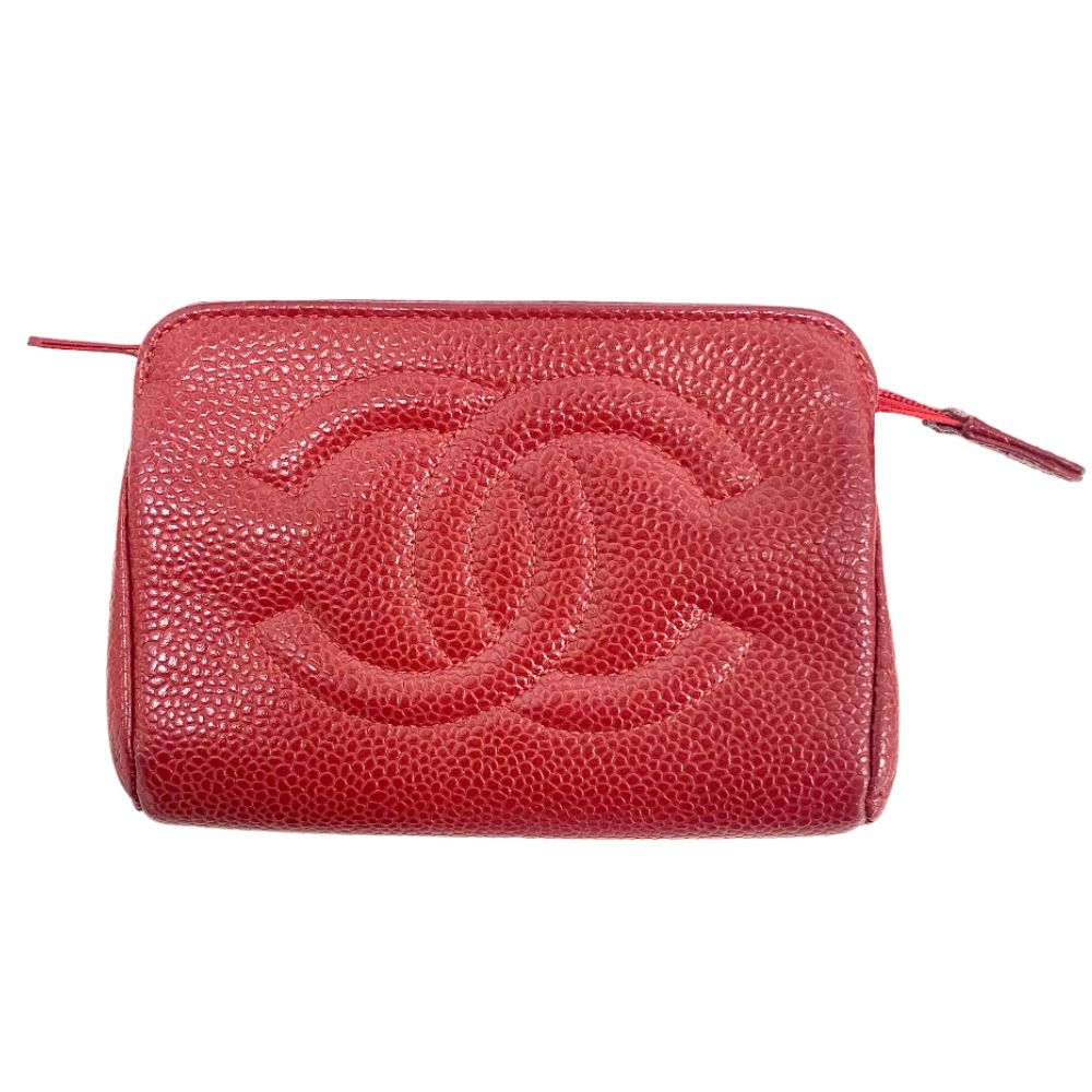 CHANEL シャネル ポーチ ココマーク レッド キャビアスキン