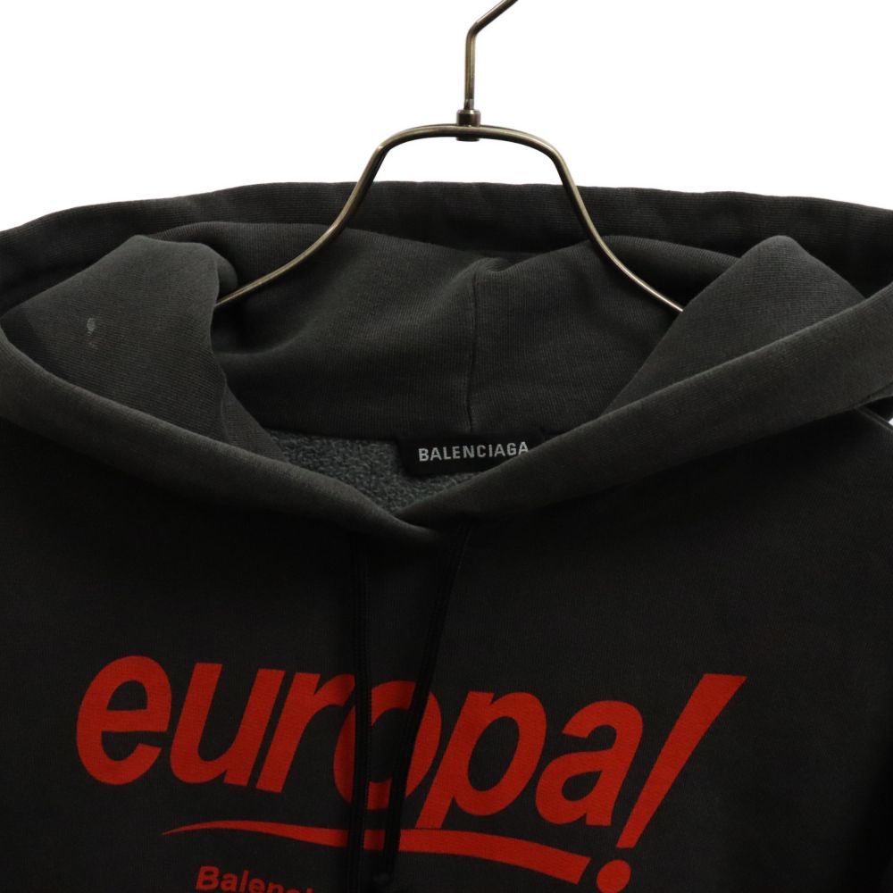 BALENCIAGA (バレンシアガ) 18AW Europa! Print Hoodie 535718TYK45 ウォッシュ加工 プリントフーディ プルオーバーパーカー スウェット グレー