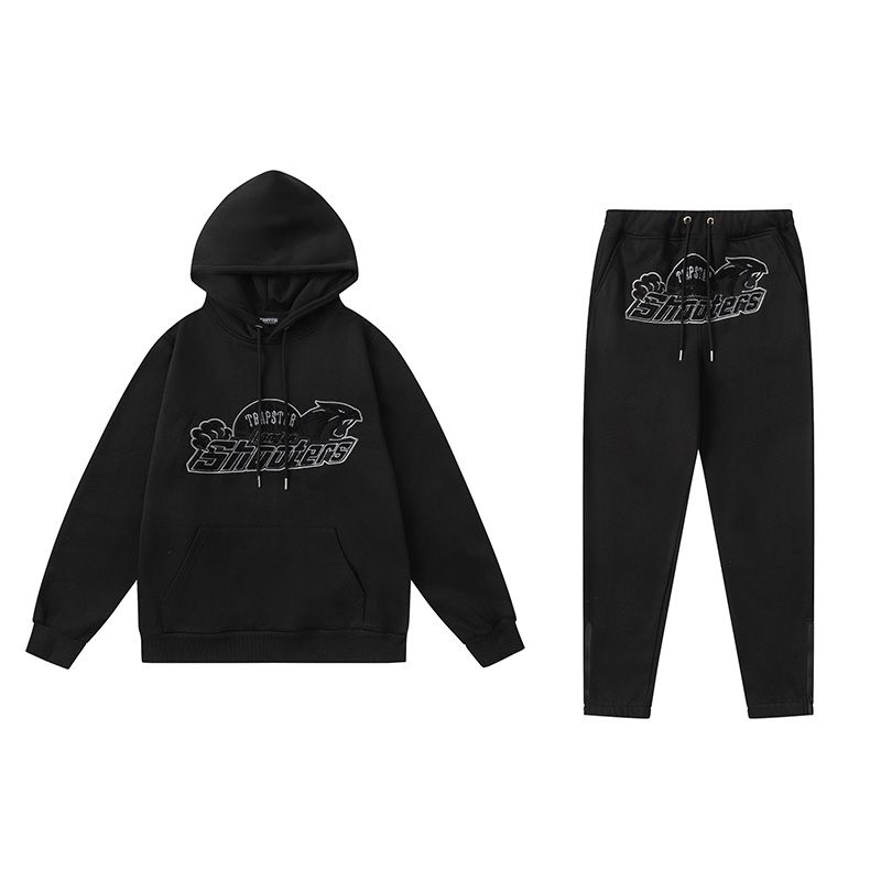TRAPSTAR メンズパーカーコットンブラウス長袖スウェットズボン上下セット裏地毛