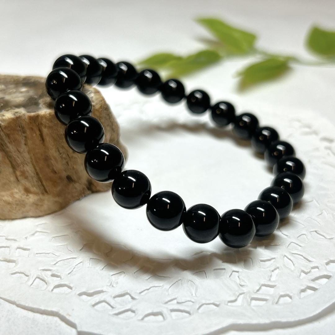E14809】モリオン 8㎜ 黒水晶 ブレスレット Morion bracelet