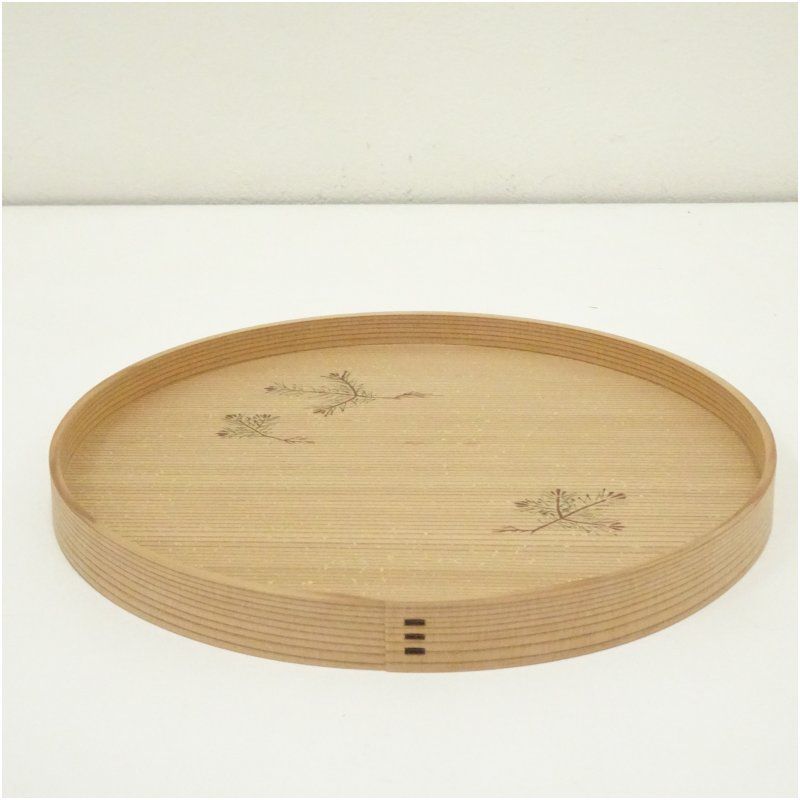 繋がりのある 木具師 橋村萬象造 絵付曲菓子盆 共箱 茶器 和食器 おしゃれ トレイ トレー 茶道 茶道具 骨董 アンティーク お盆 和菓子 干菓子 ksk