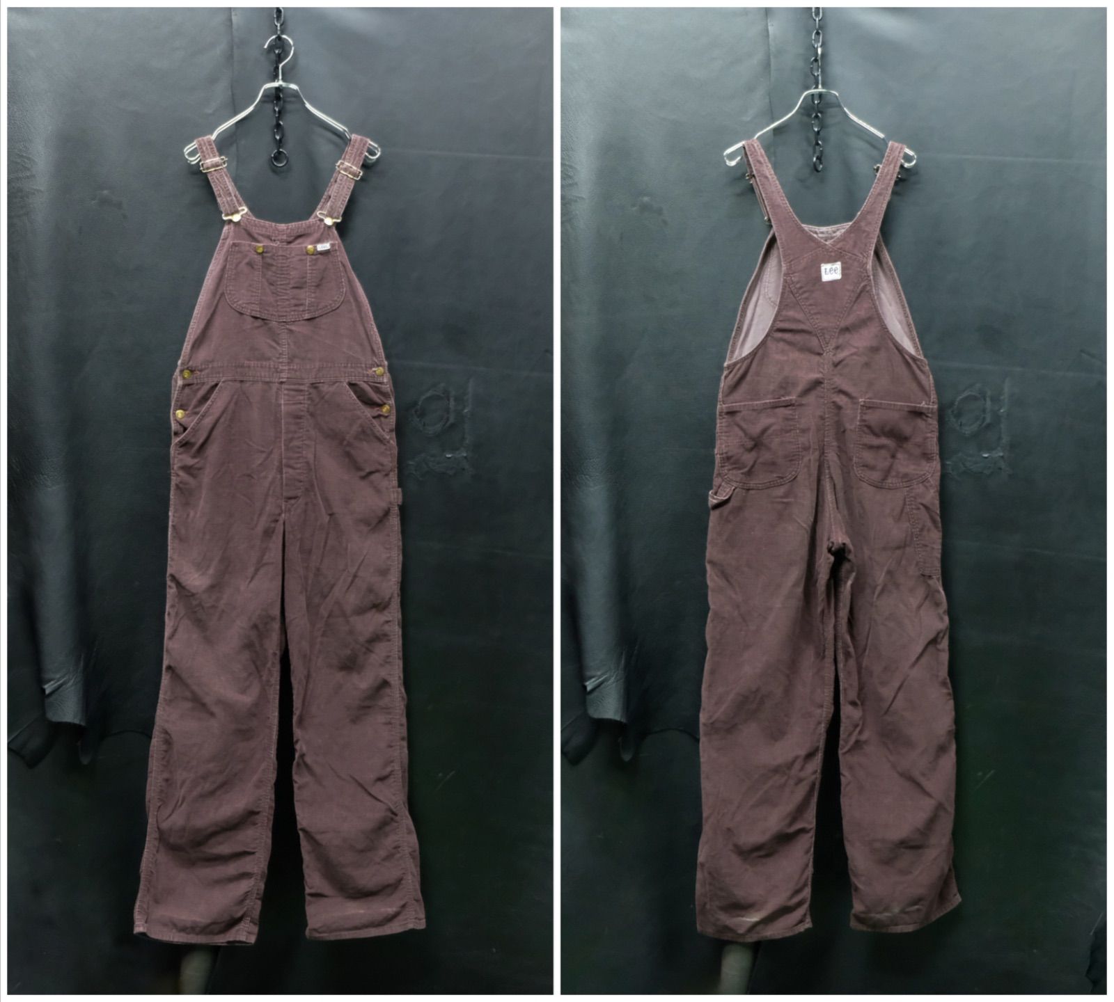 70s/80s USA製 Lee コーデュロイ オーバーオール ウエスト約84cm