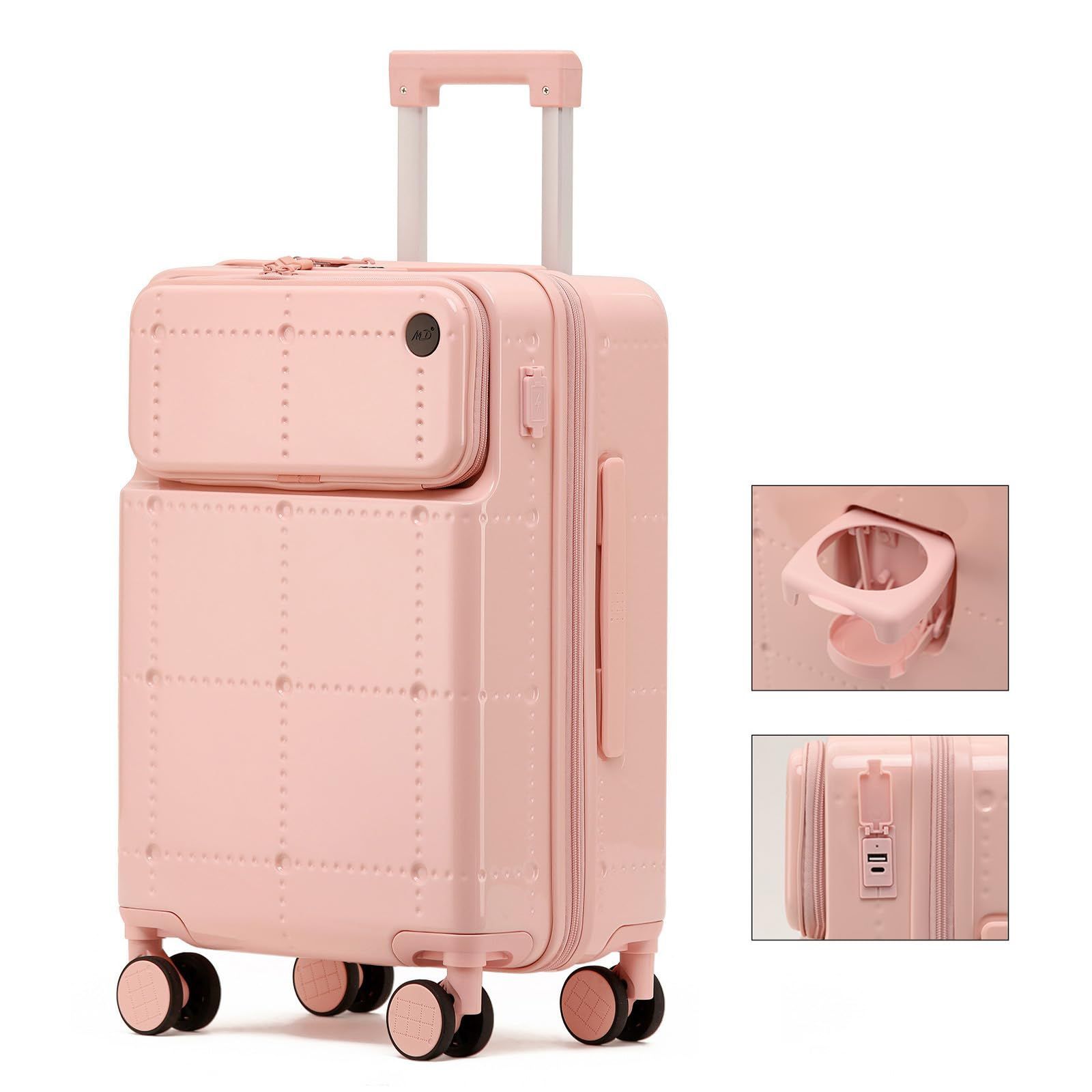 新着商品 ファッション Sサイズ|1-3泊|38L|機内持込 ダブルキャスター TSAロック アルミフレーム ピンク 多機能 USB充電 トップオープン キャリーケース 機内持ち込み スーツケース Oritatanda