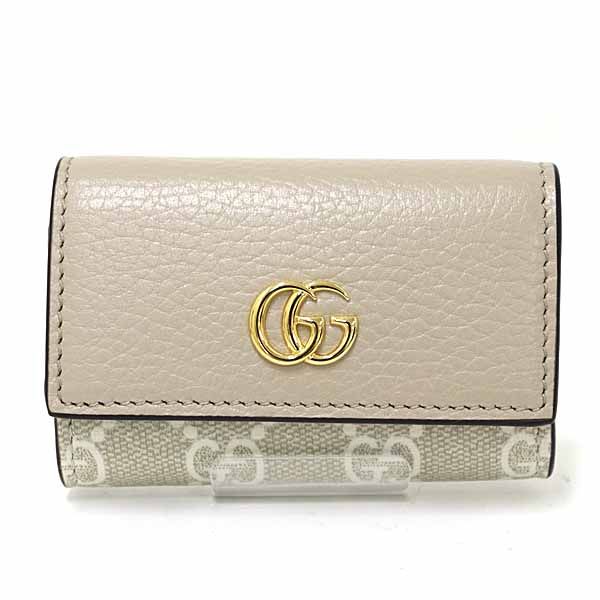 グッチ GUCCI ダブルG キーケース ６連 ベージュ ホワイト GGスプリーム キャンバス 456118 ゴールド金具