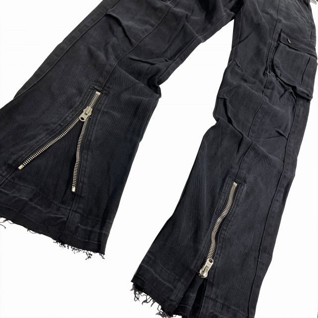 【送料無料】mnml FRONT ZIP カーゴ パンツ フレアカット ブーツカット ブラック 黒 CARGO PANTS Black ミニマル