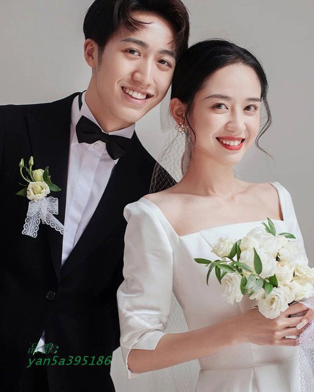 ウェディングドレス 白 ウェディングドレス 袖あり 五分袖 半袖 4L シンプル ウェディングドレス 小さいサイズ トレーン 3L 大きいサイズ yan5a395186 MAAHADDERANG_COM