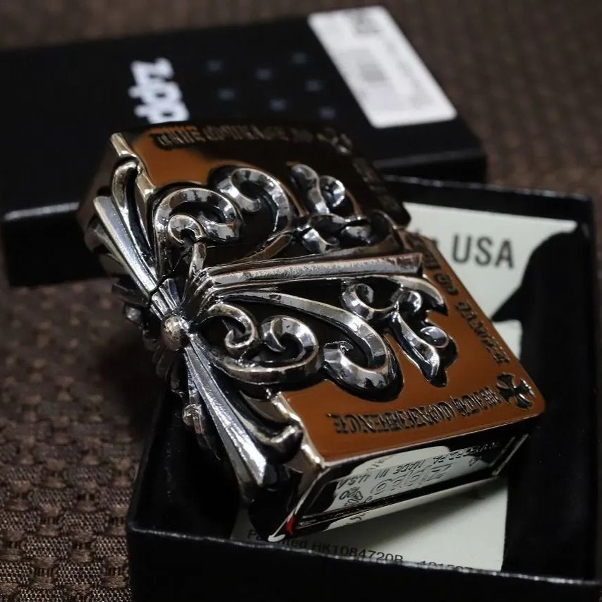 Zippo　フルメタル　サイドクロス ZIPPO メタルジャケット サイドクロス シルバー ヘビメタ ジッポ