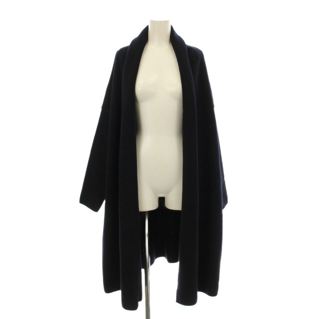 ミューズ ドゥーズィエム クラス 23AW SMOOTH KNIT GOWN MIDI コート ニット ガウン コーディガン 長袖 トッパー ウール マフラー付き 紺 ネイビー 23020520414030 |KU