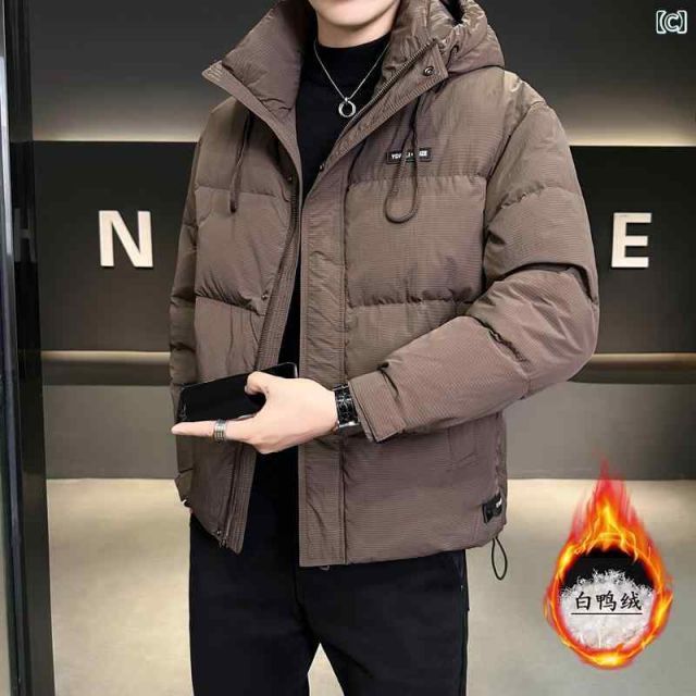 M 秋冬 コーデ メンズ 服 シンプル ファッション オシャレ 大人 かっこいい 大きいサイズ ストリート 紳士服 ダウン ジャケット アウター フード付き ホワイトダックダウン KANDAIZUMI_COM