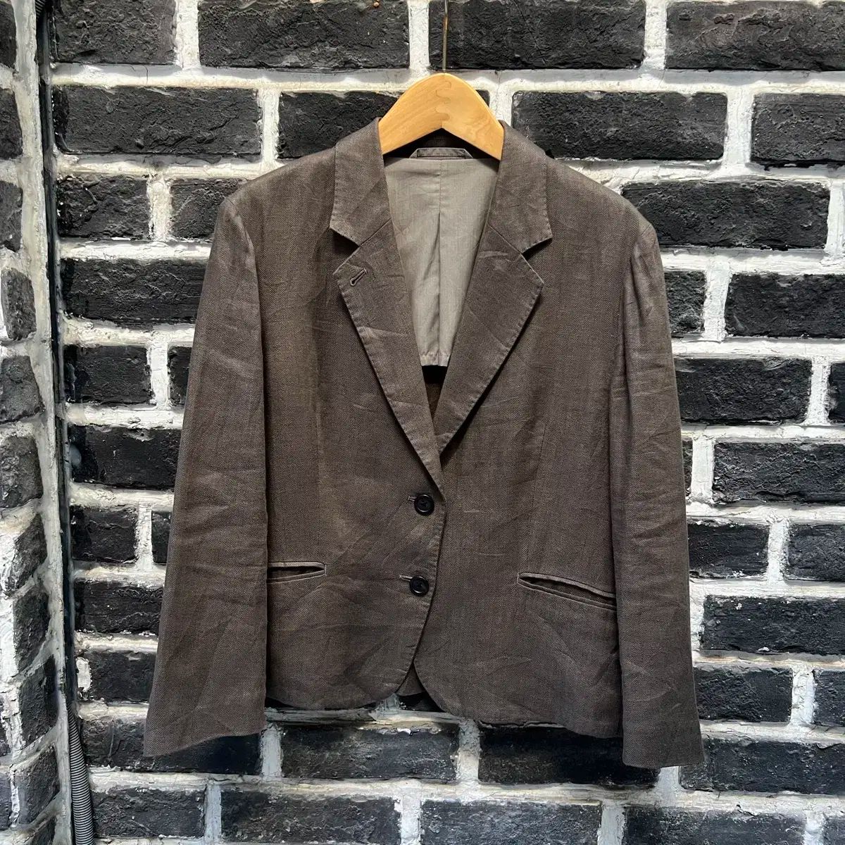 美品 マーガレットハウエル リネン100% ヘリンボーン テーラード グレー M MARGARET HOWELL(マーガレットハウエル) リネン ヘリンボーン