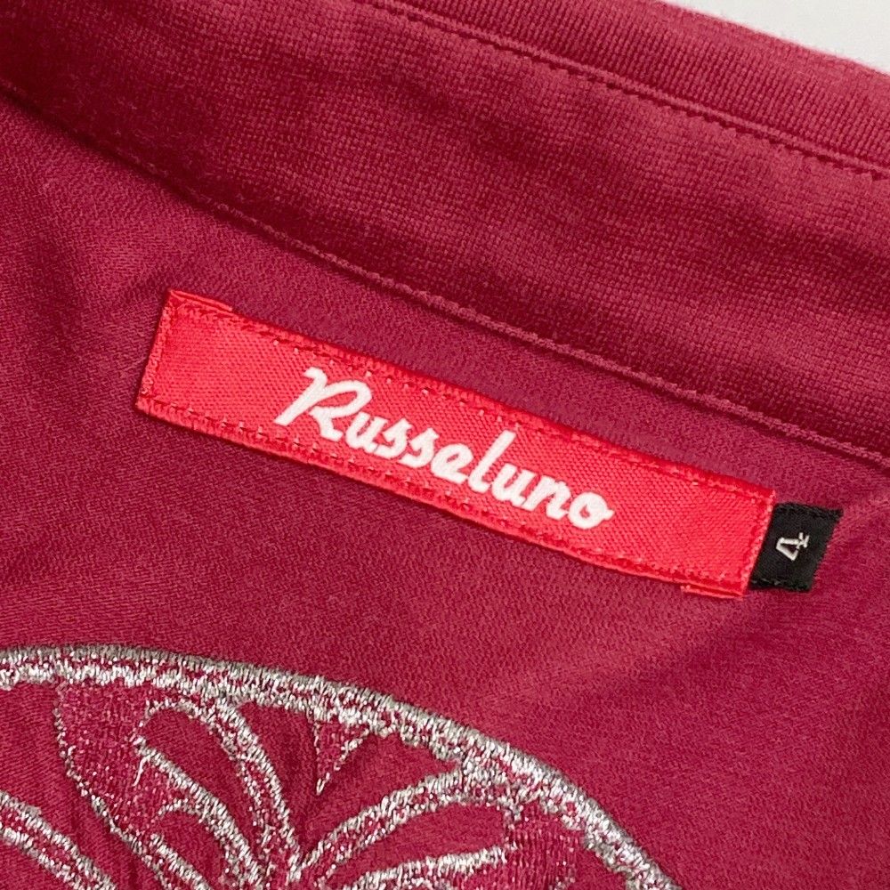 ★新品★Russeluno サイズ4 サイズ：4 RUSSELUNO ラッセルノ 長袖ポロシャツ 刺繍 レッド系
