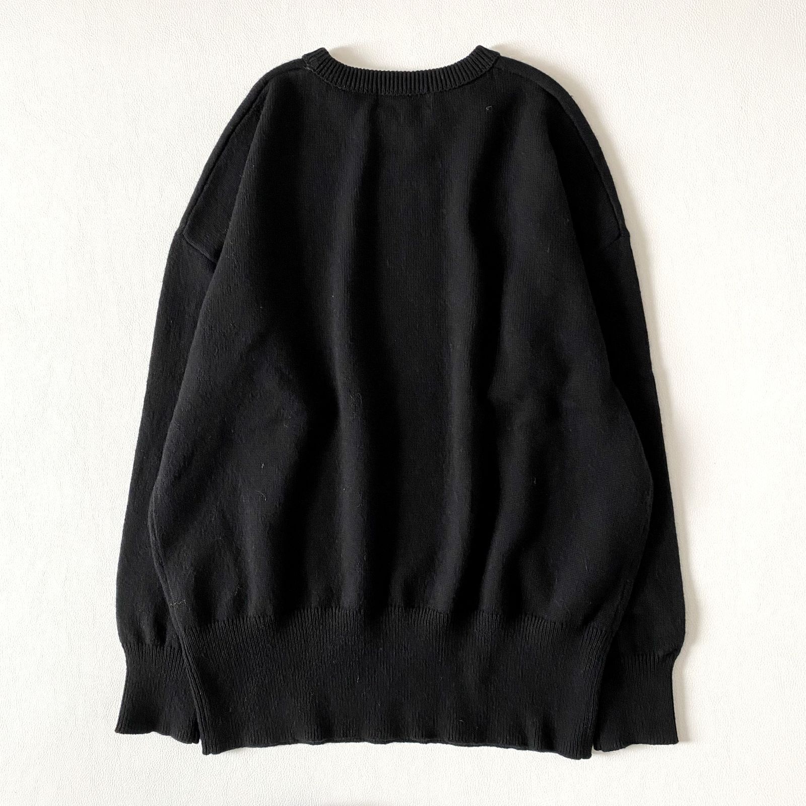 極美品✨　SLOBE IENA LE BATEAUロゴニット　ブラック 22AW♪LE BATEAUロゴニット ブラック黒 M フリーサイズ 洗える