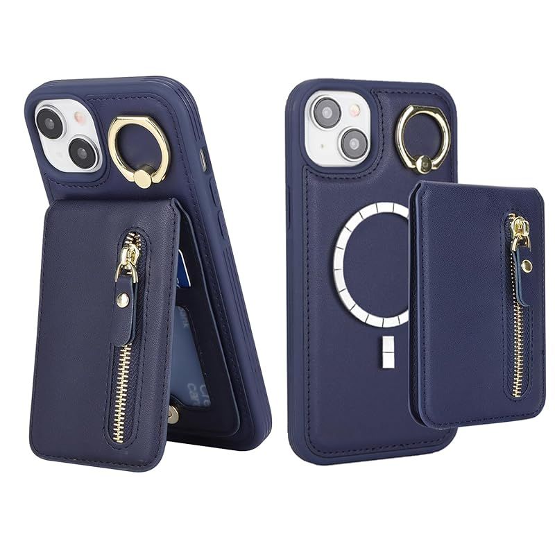 新品　【Hamany】 iphone13ケース ケース Magsafe対応 リング いphone14 ケース 背面 カード収納 取り外し可能な収納袋 分離 あいふぉん13ケース ヒョウ柄 レンズ保護 耐衝撃 アイフォン14 ケース ワイ
