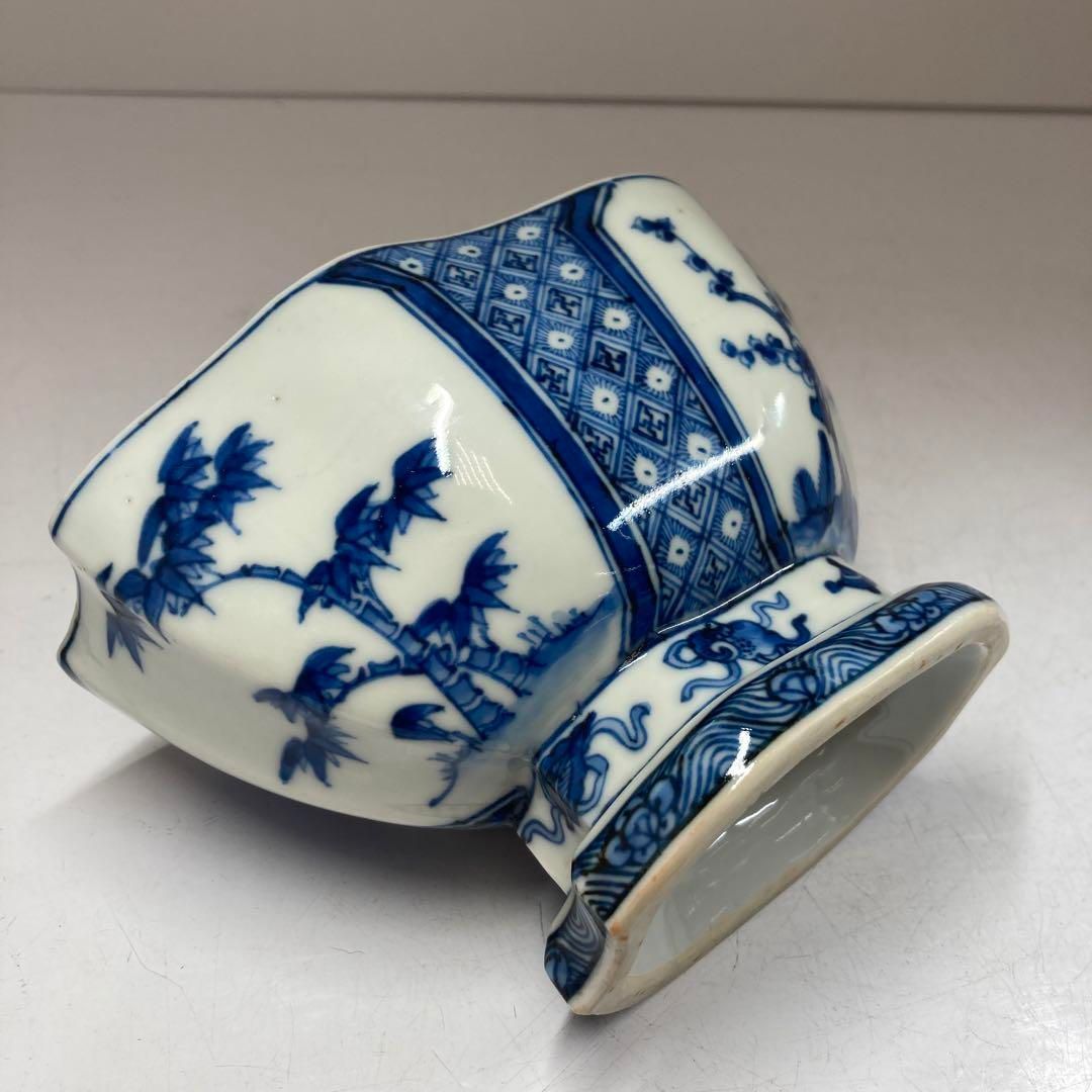 御庭焼　江戸後期　松竹梅図高台鉢　最大横幅16.6㎝　東Y5-0615①タカチ 御庭焼 江戸後期 松竹梅図高台鉢 最大横幅16.6㎝ 東Y5-0615①