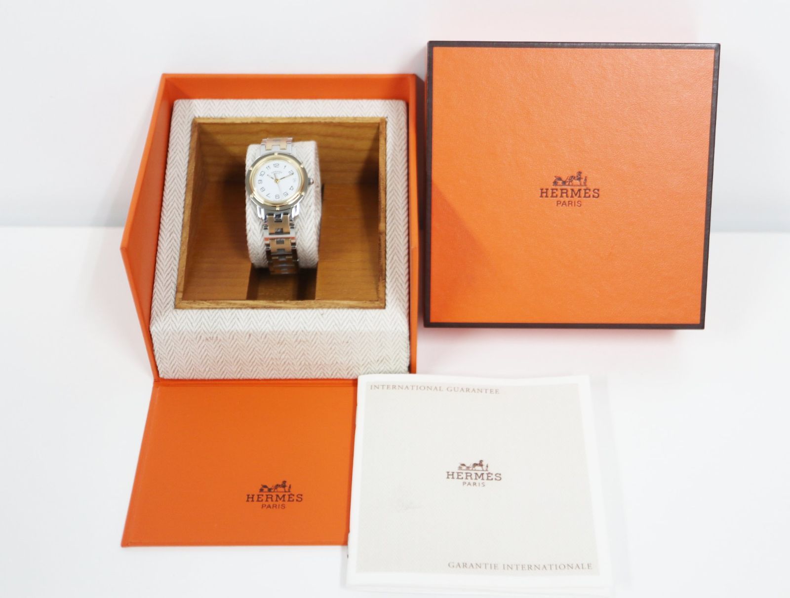 O*N様 エルメス HERMES クリッパー レディース腕時計 SS クォーツ HERMES クリッパー レディース 腕時計 クオーツ SS オレンジ文字盤