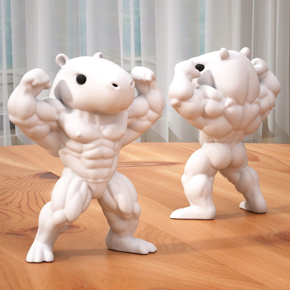 フィギュア 動物 マッスルカバ おもしろい 置物 10cm マッチョポーズ