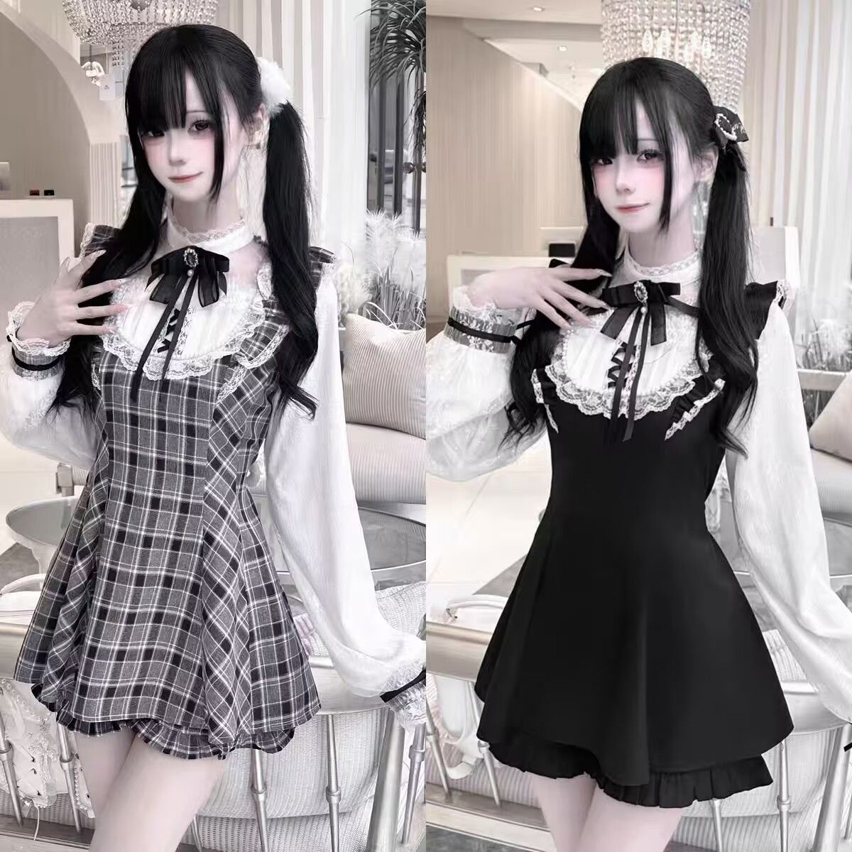 ギャル系 量産型 地雷系 リボン ワンピース ハイウエスト