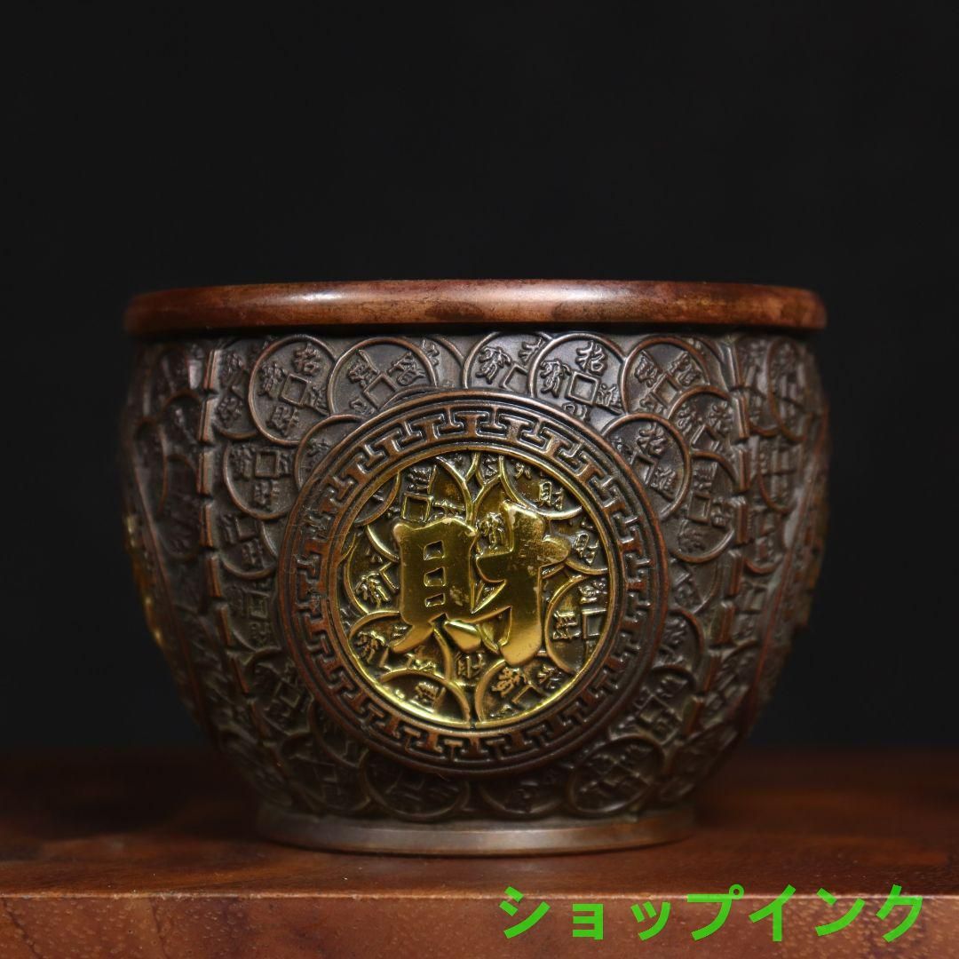 銅器 招財進宝壺 聚宝盆 開運 風水 招財 置物 工芸品 装飾品