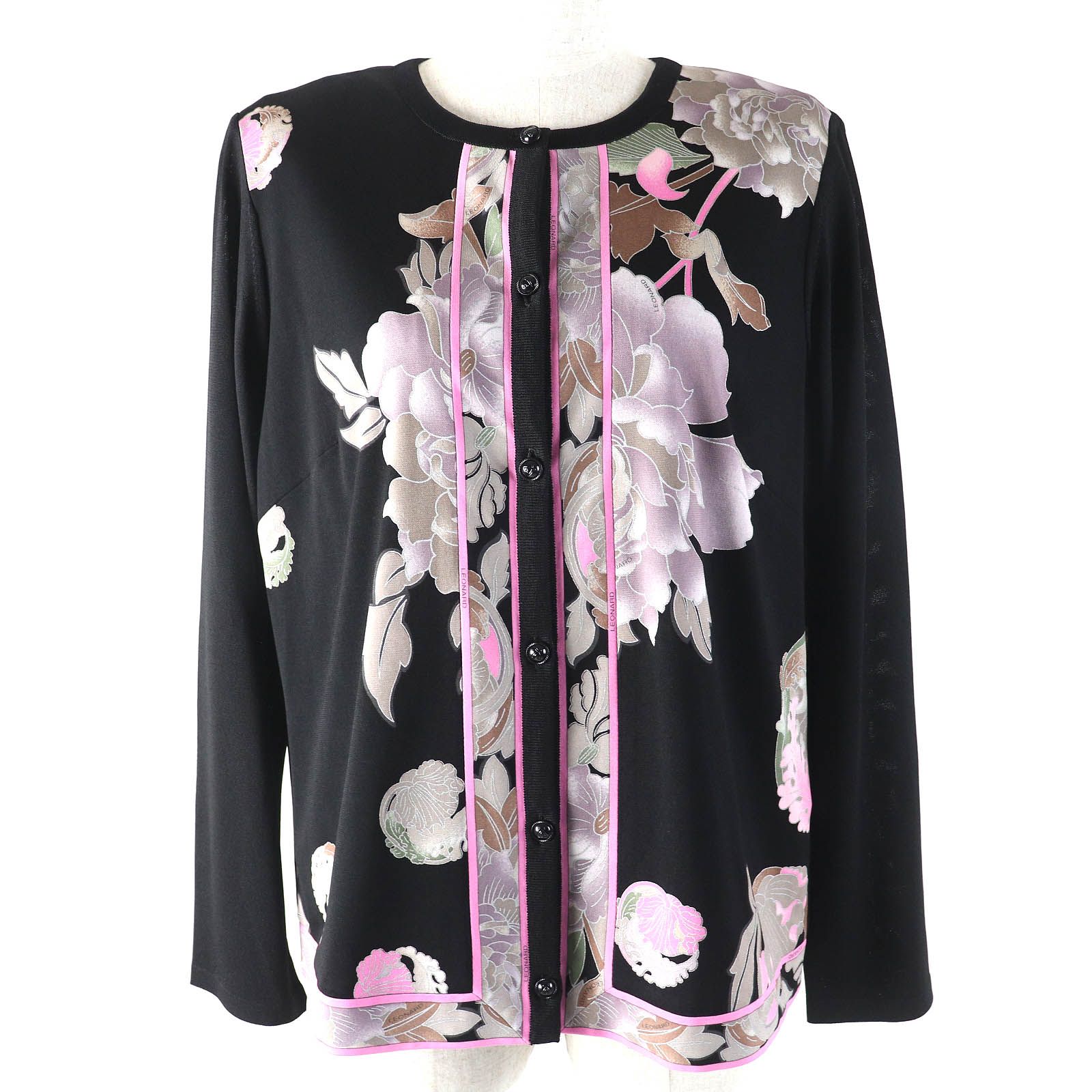 超美品 LEONARD FASHION レオナール 花柄 長袖ロングカーディガン 極美品△LEONARD FASHION レオナール ファッション 花柄 長袖