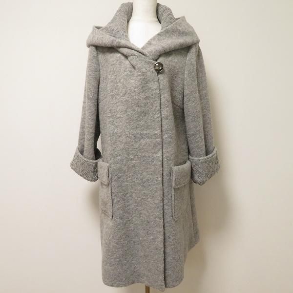 Rose Tiara フード付きロングコート 42 ダッフルコート風 グレー wnc ローズティアラ Rose Tiara コート 42 グレー フード付き