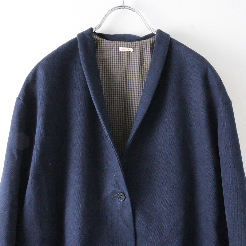 アプントビー apuntob コットン ノーカラーコート XS/ネイビー  