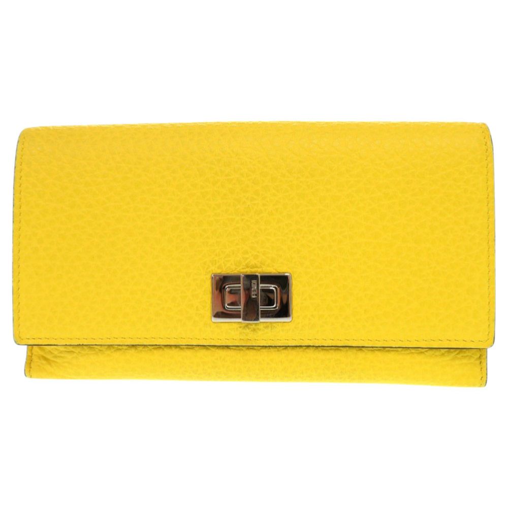 フェンディ ピーカブー 8M0437 レザー イエロー 長財布 二つ折り長財布 黄 0667 FENDI