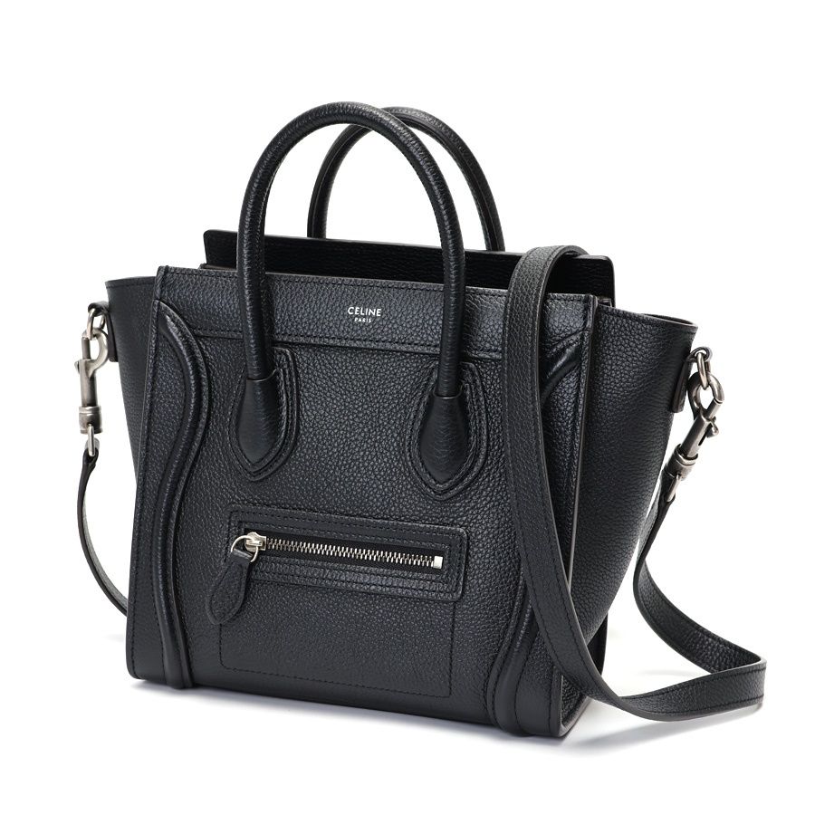 セリーヌ | CELINE ラゲージ ナノ | 2WAYショルダーバッグ 189243DRU.38NO ドラムドカーフスキン ブラック 商品番号 S-157876