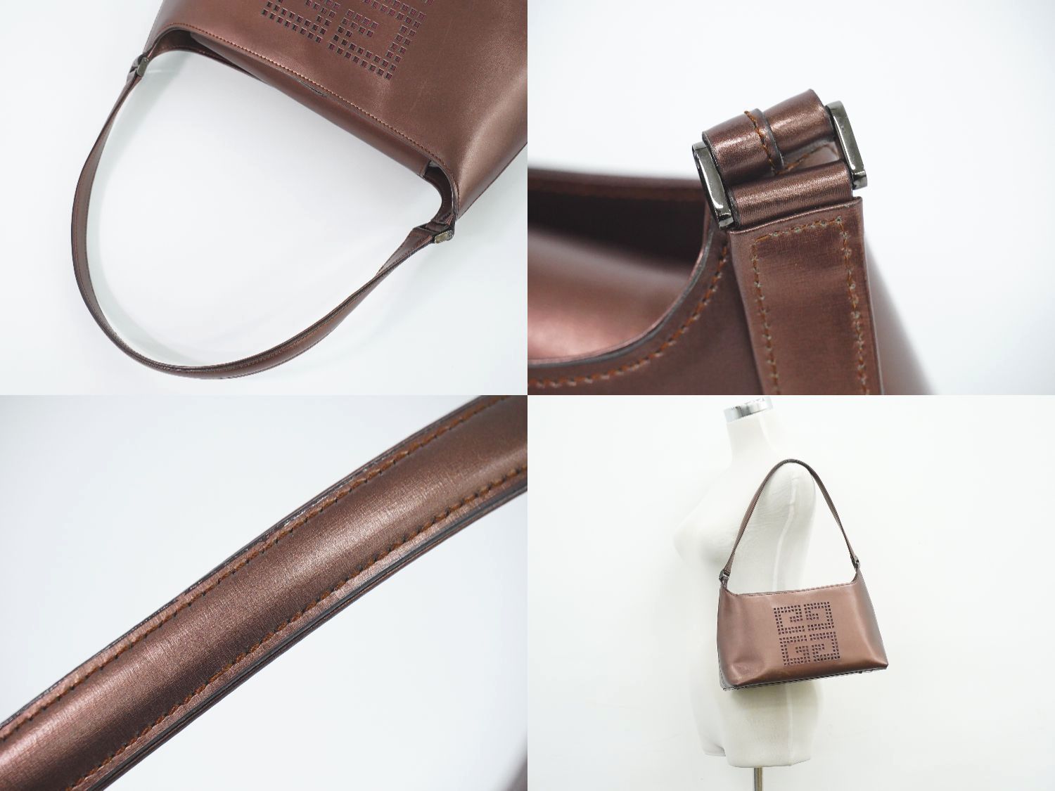 本物 ジバンシィ GIVENCHY レザー ショルダーバッグ メタリック