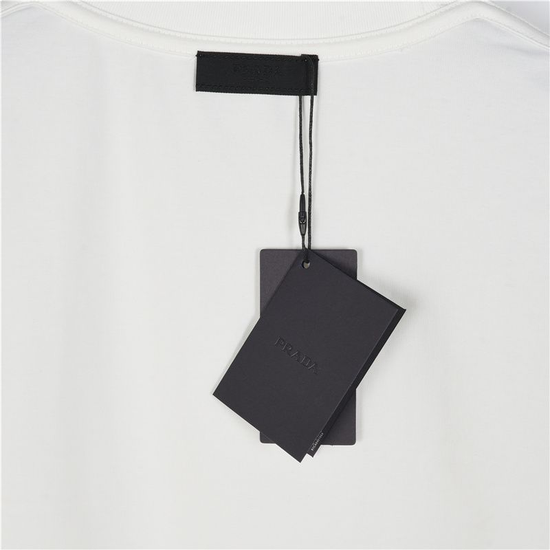 【PRADA】ストライプ ボーダーワンピース 三角ロゴ whiteカラー ボーダー PRADA(プラダ) Tシャツ・カットソー(レディース