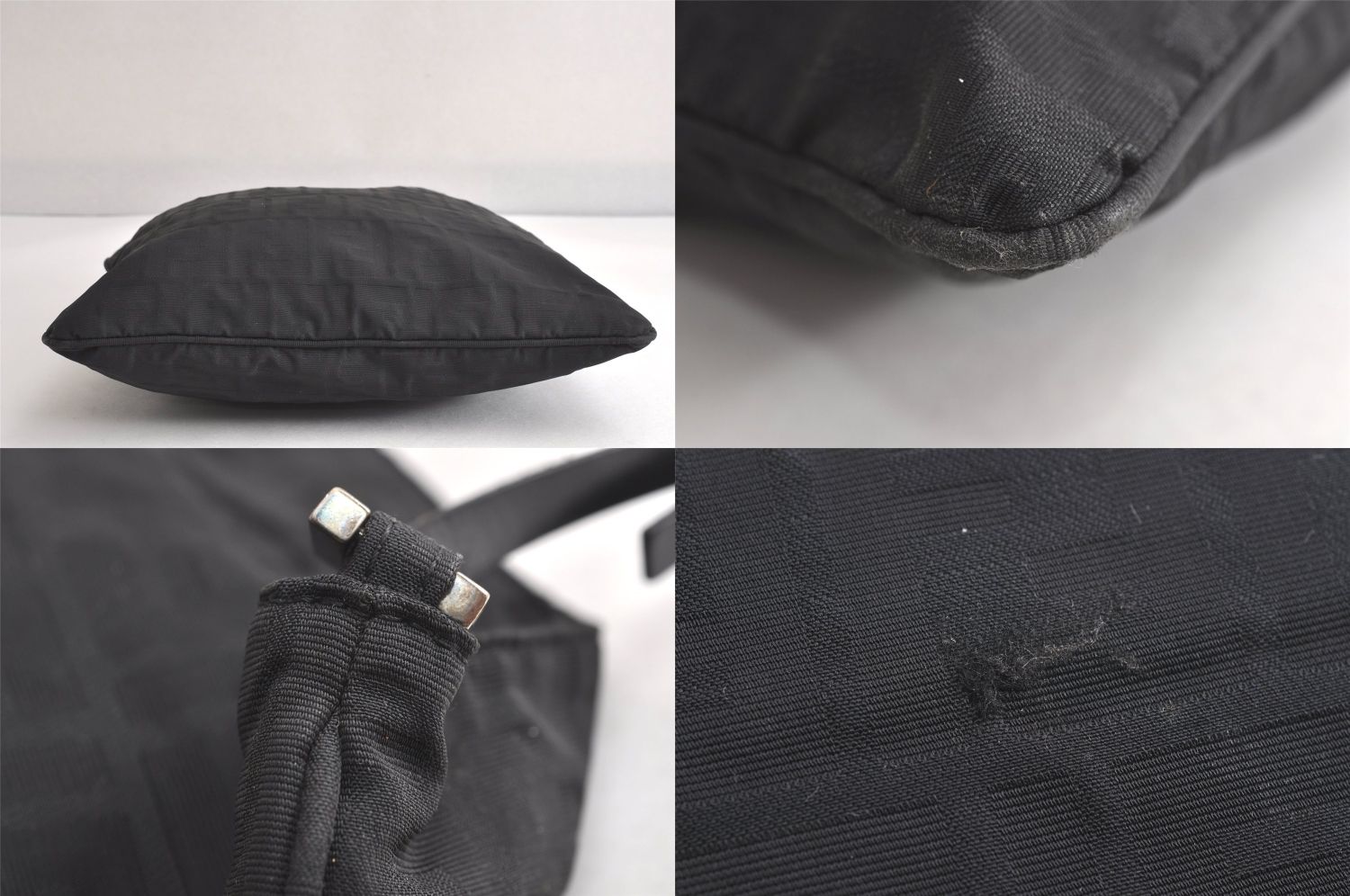 FENDI フェンディ ズッカ柄 ショルダーハンドバッグ 財布 ナイロン レザー ブラック ジャンク 2755N DECORATOM_COM_BR