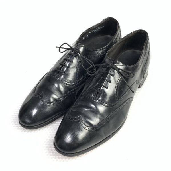 80?90s ビンテージ品 USA製★ボストニアン/BOSTONIAN★サイズ11 M★28.5-29.5cm★フルブローグ ウイングチップ★黒 ブラック◆is7-45 80?90s ビンテージ品 USA製☆ボストニアン/BOSTONIAN☆サイズ11 M