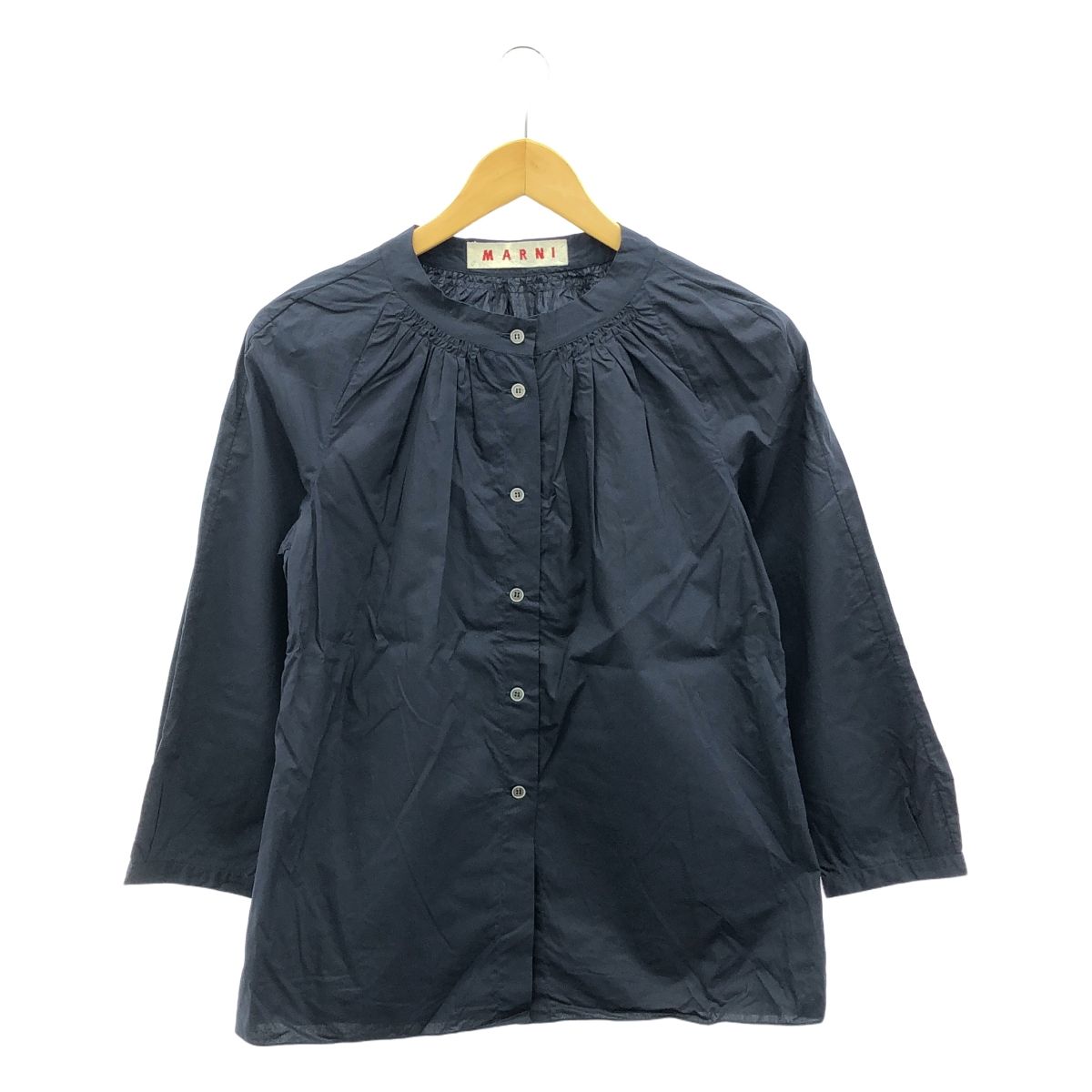 MARNI / マルニ | コットン ギャザー シャツ ブラウス | 42 | ダーク 